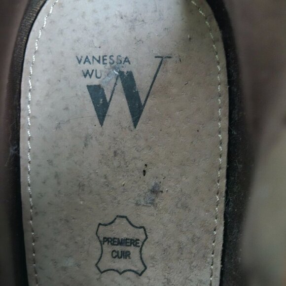 Vanessa Wu Anthropologie Colorblock Western Ankle Boots Navy Tan Size 39/9 - Picture 10 of 11